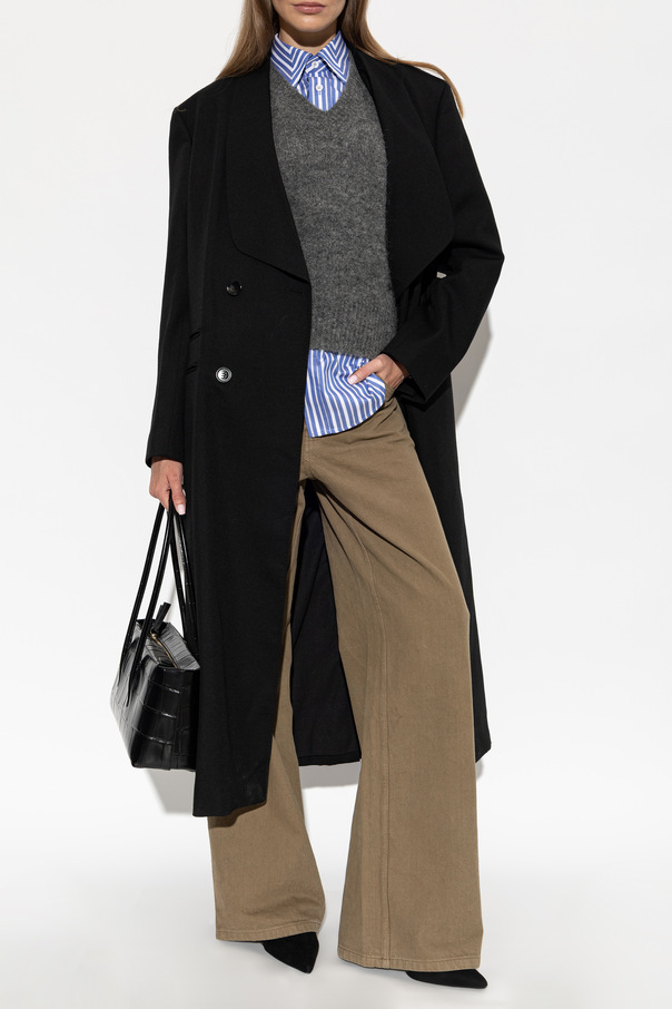 Ami Alexandre Mattiussi Black Wool Coat with Single Back Vent